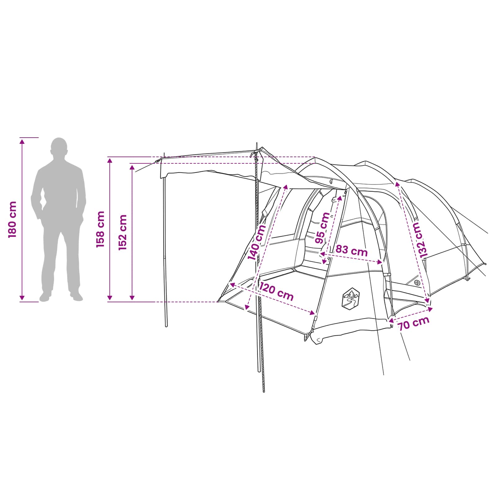 Tunneltent Groen 390 x 215 x 152 cm