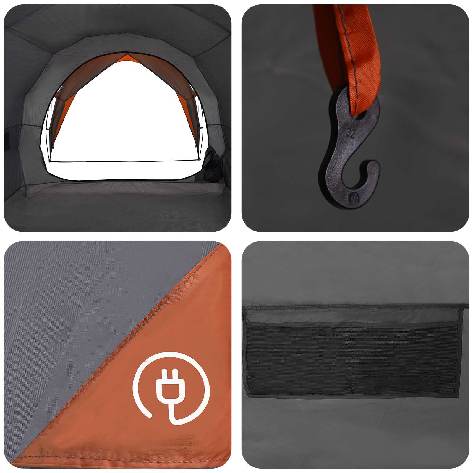 Tunneltent Grijs en Oranje 562 x 265 x 216 cm