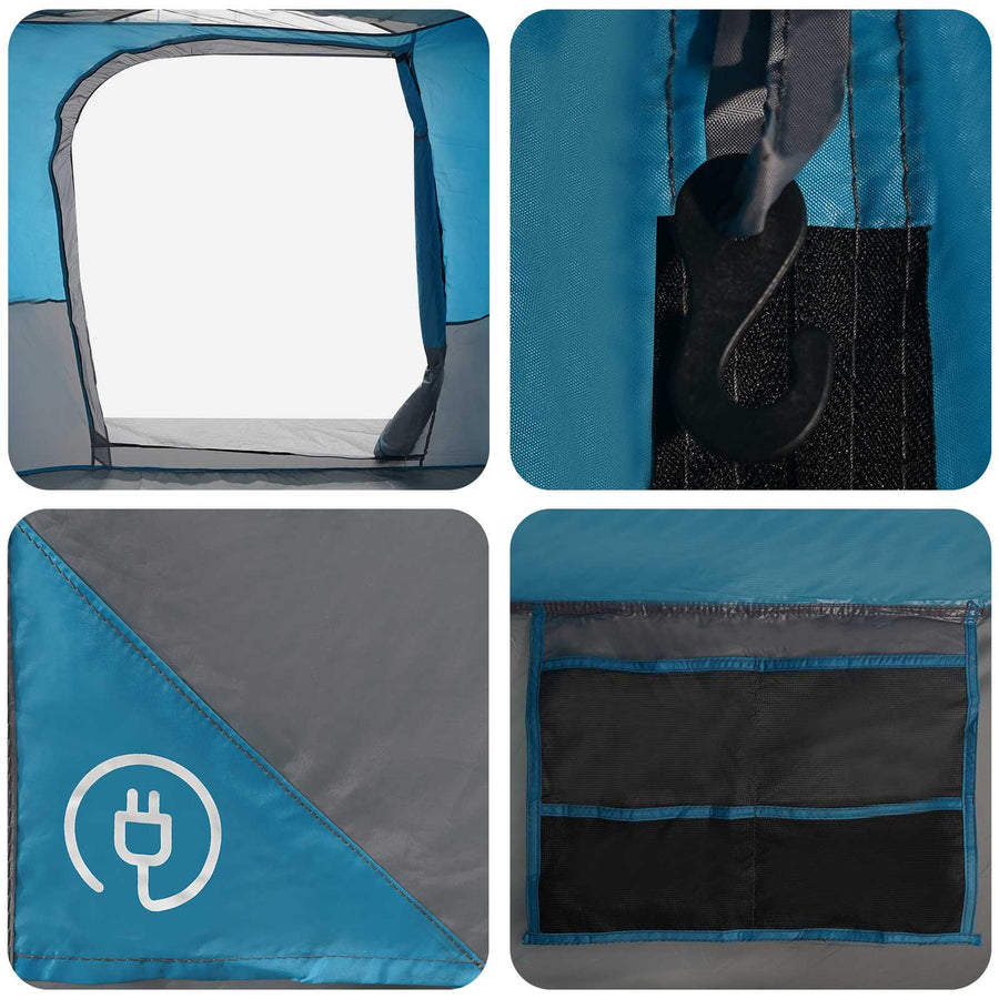Gezinstent met regenzeil waterdicht tunnel Blauw 10-persoons
