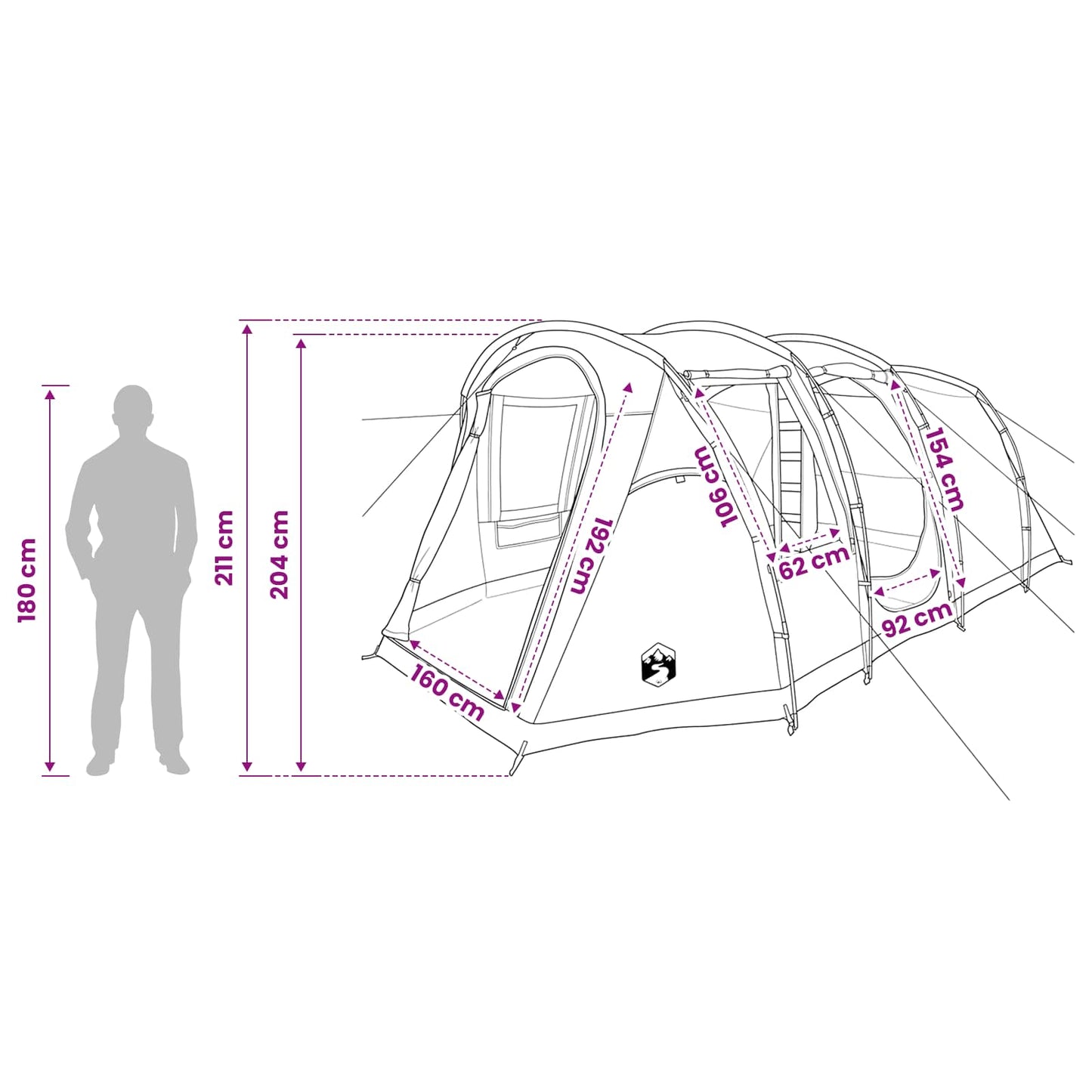Tunneltent Grijs en Oranje 505 x 330 x 204 cm