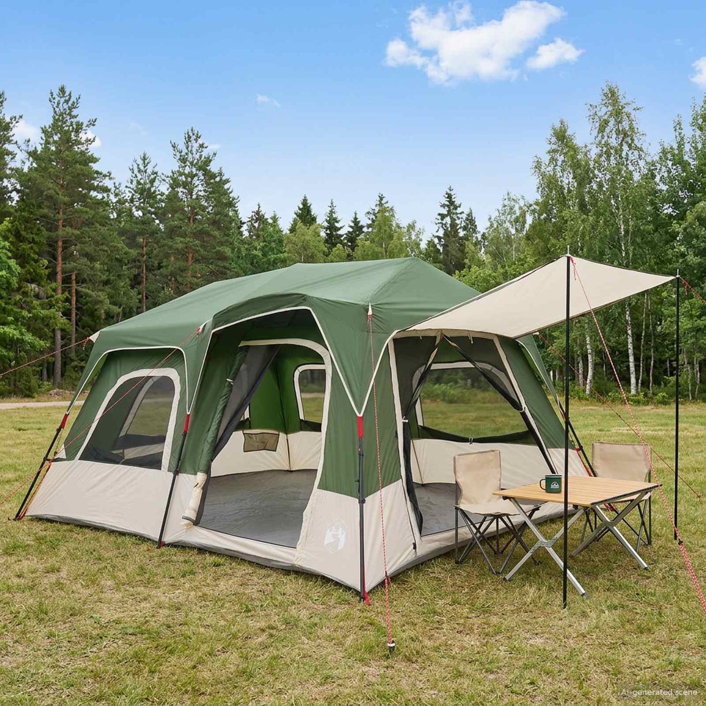 Directe Tent Groen 8-persoons 185T Polyester met PU Coating