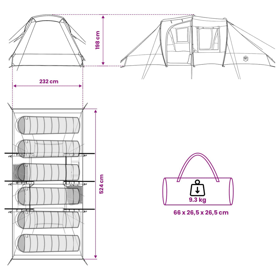 Directe Tent Blauw 524 x 232 x 192 cm