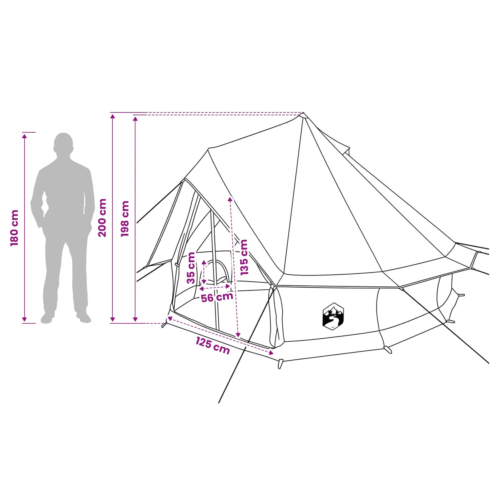 Gezinstent Bruin 6-persoons 185T Polyester met PU Coating