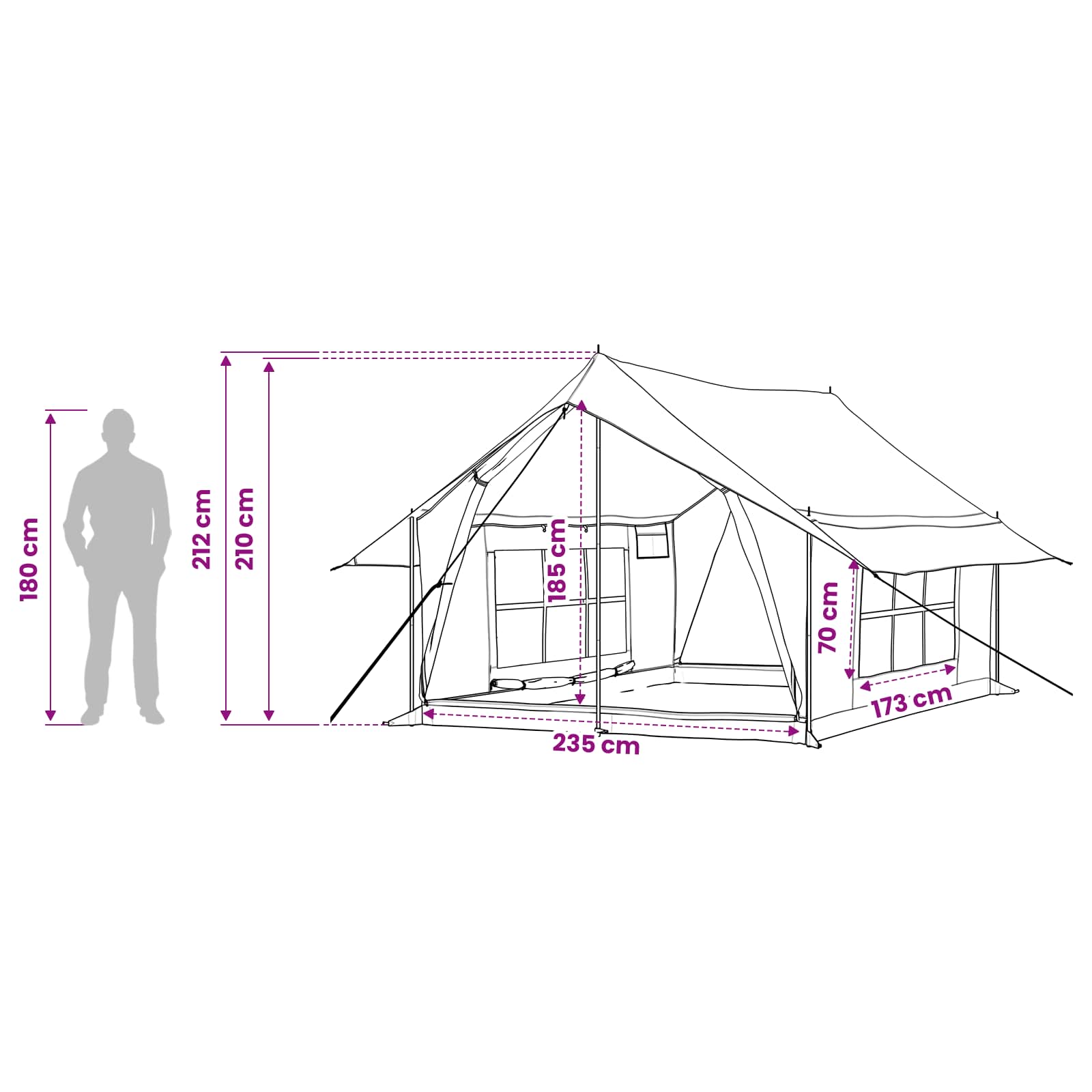 Huisje Tent Legergroen 340 x 246 x 210 cm