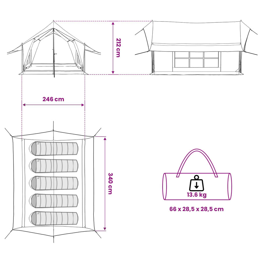 Huisje Tent Bruin 340 x 246 x 210 cm