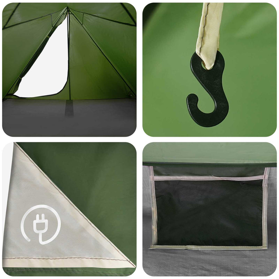 Backpacking Tent Groen 4-persoons 185T Polyester met PU Coating