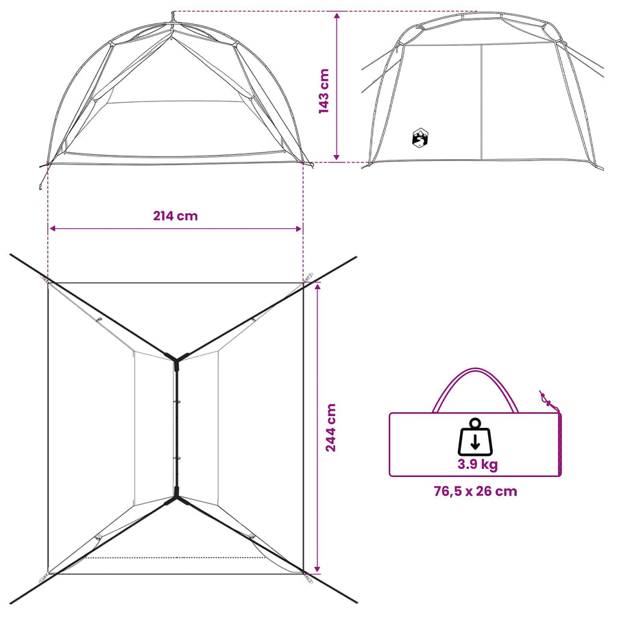Tunneltent Blauw 4-persoons 185T Polyester met PU Coating