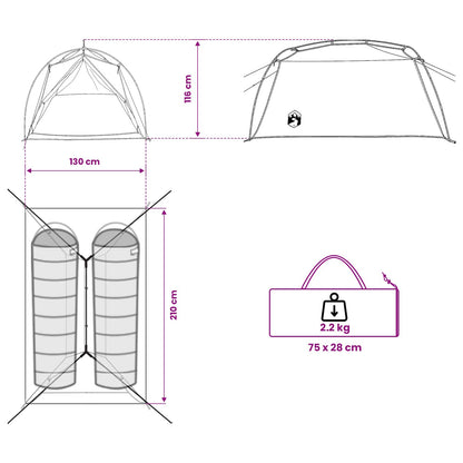 Tunneltent Groen 2-persoons 185T Polyester met PU Coating