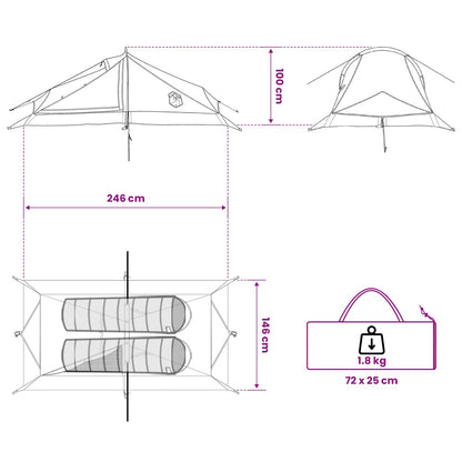 Backpacking Tent Groen 2-persoons 185T Polyester met PU Coating