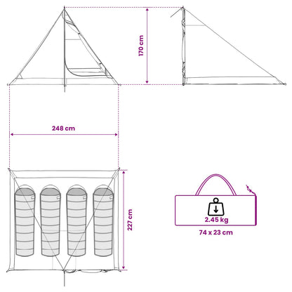 Backpacking Tent Bruin en Grijs 4-persoons