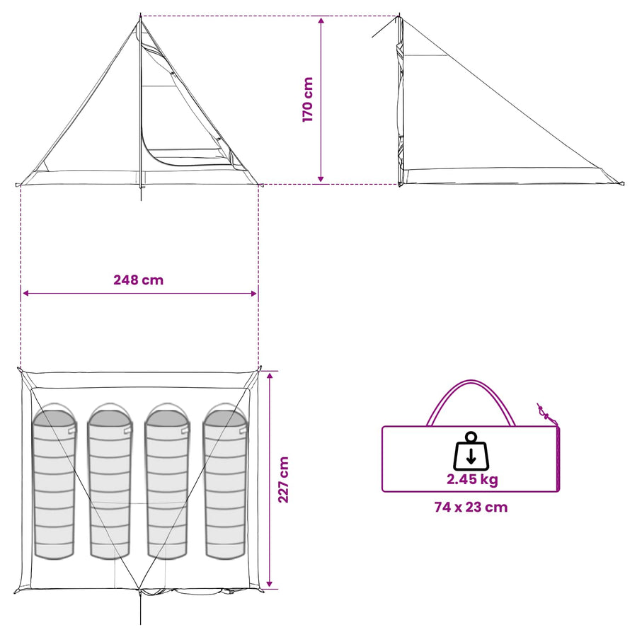 Backpacking Tent Bruin en Grijs 4-persoons