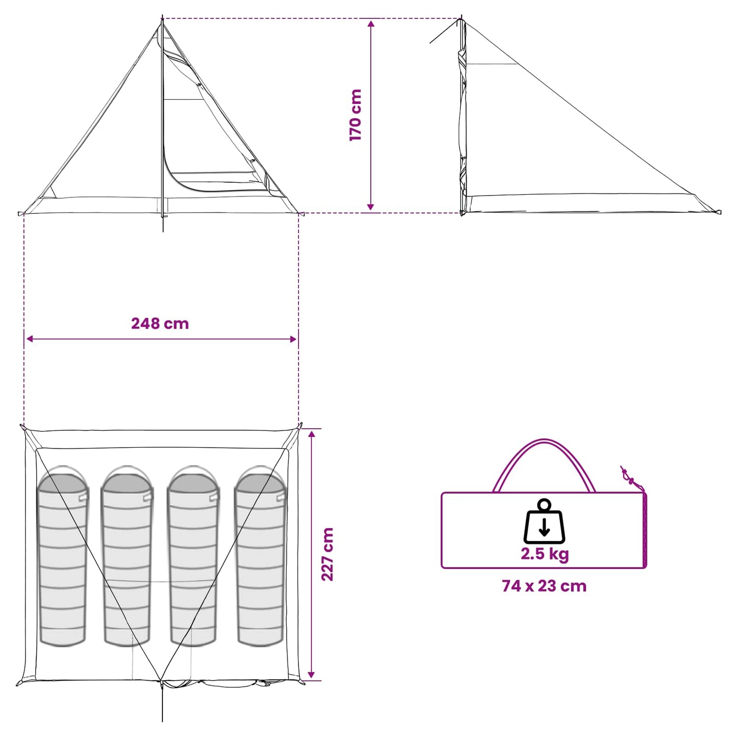 Backpacking Tent Camouflage 4-persoons
