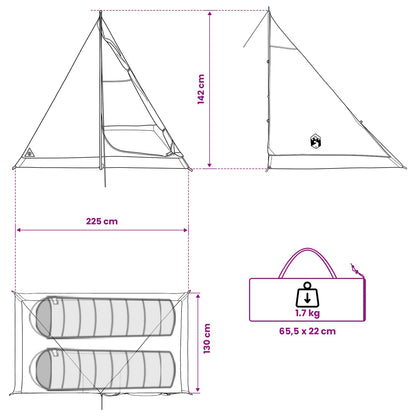Backpacking Tent Bruin en Grijs 2-persoons