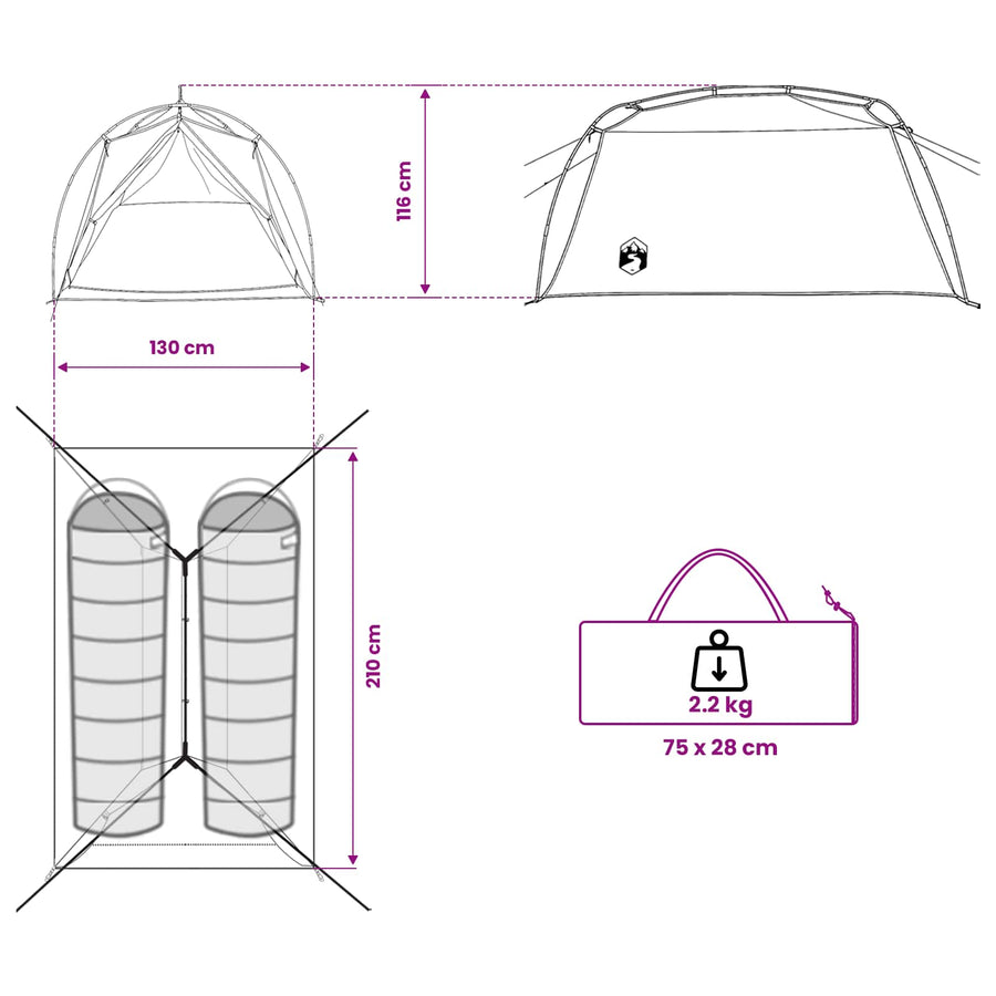 Tunneltent Bruin en Grijs 2-persoons