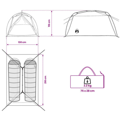 Tunneltent Camouflage 2-persoons 185T Polyester met PU Coating
