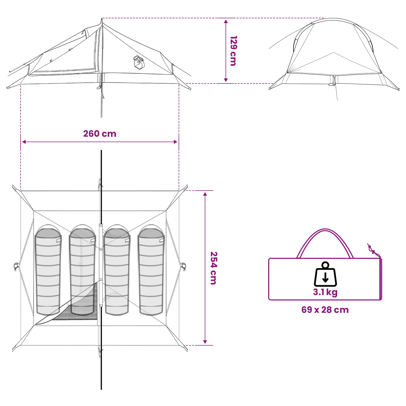 Backpacking Tent Camouflage 4-persoons
