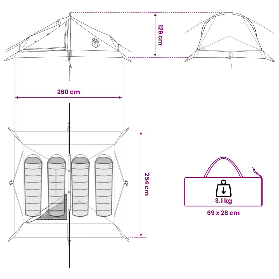 Backpacking Tent Camouflage 4-persoons