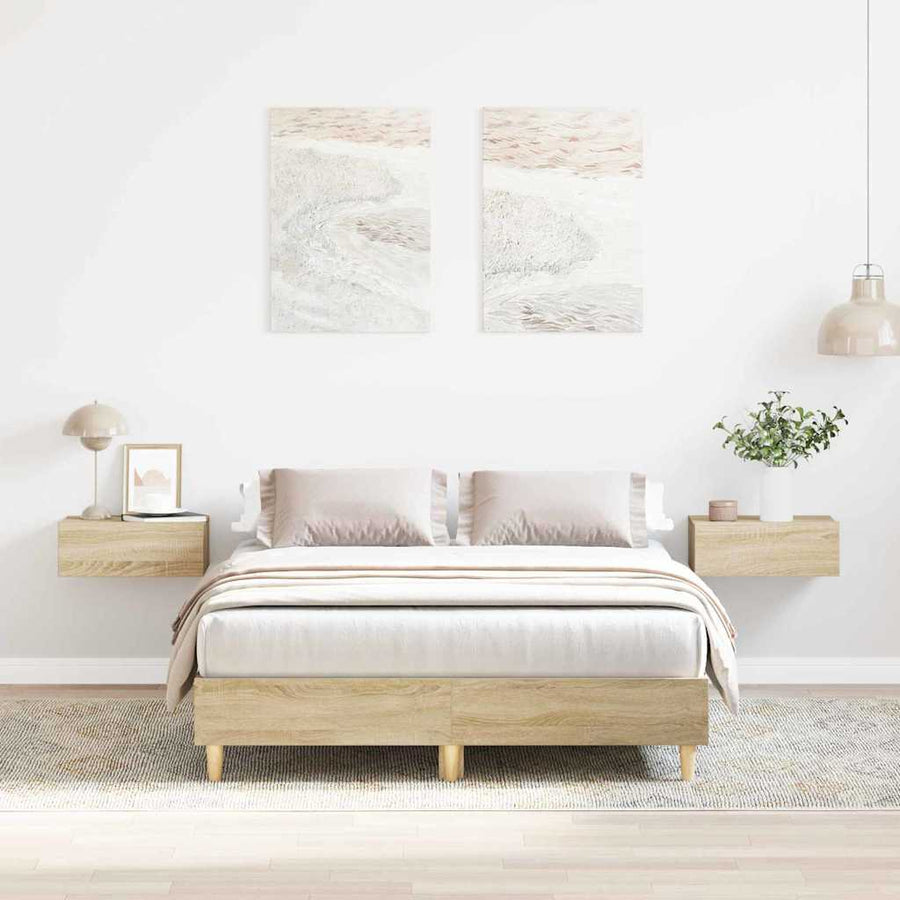 Bedframe Sonoma 137 x 190 cm Bewerkt hout