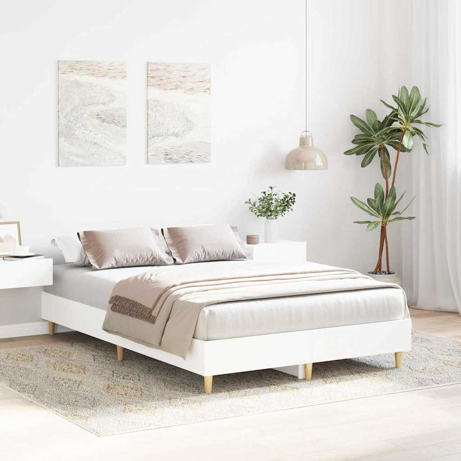 Bedframe Wit 137 x 190 cm Bewerkt hout