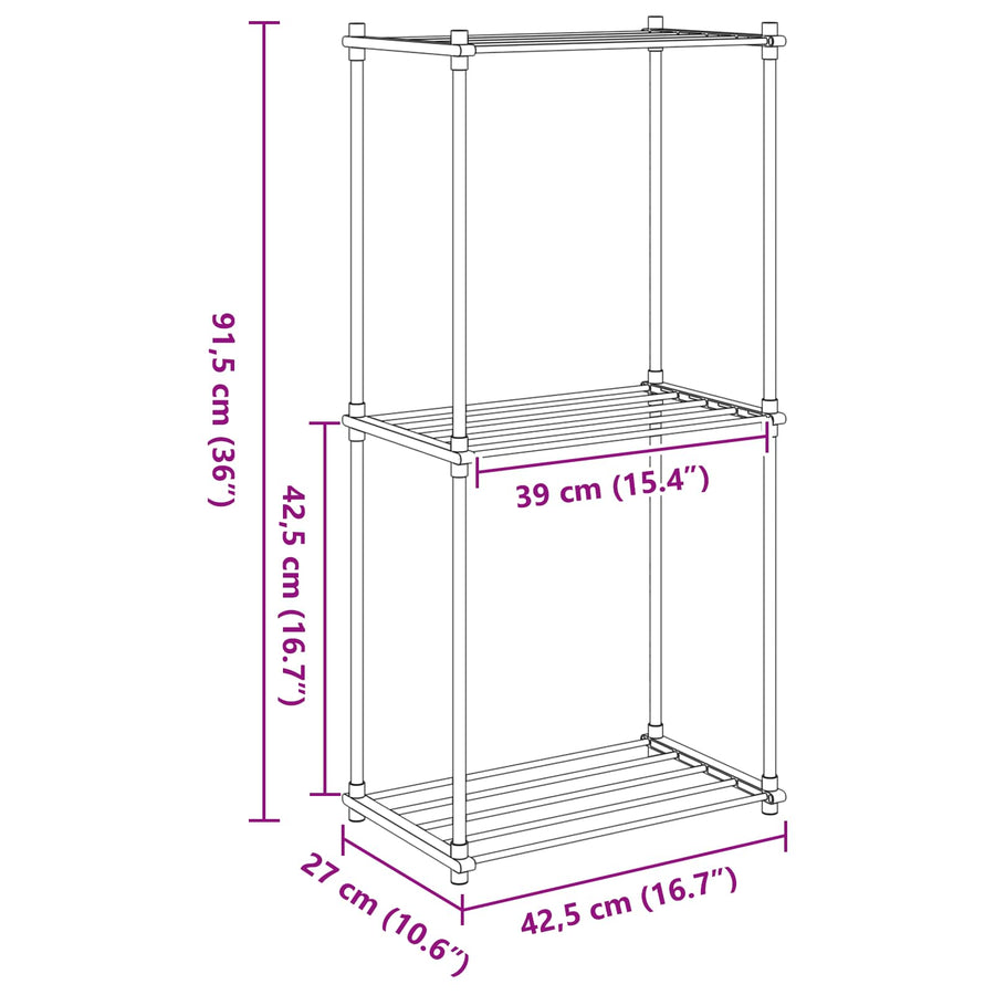 Buisvormige plank met opslag Wit 42,5 x 27 x 91,5 cm Aluminium