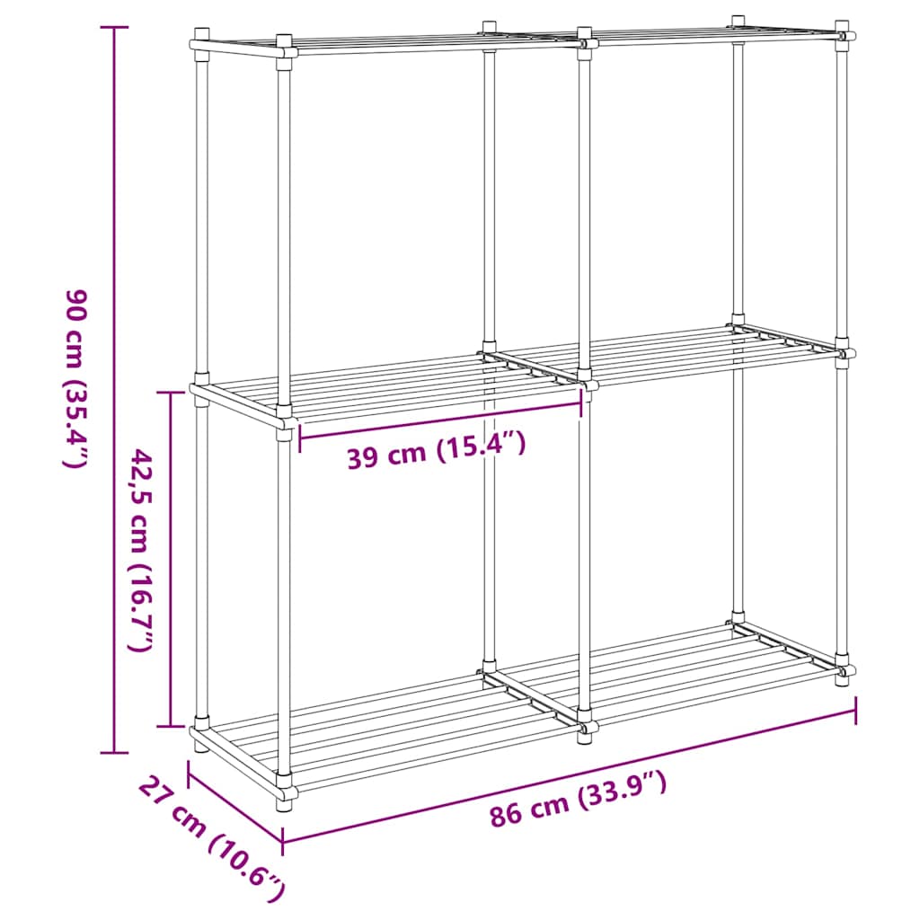 Buisvormige plank met opslag Wit 86 x 27 x 90 cm Aluminium