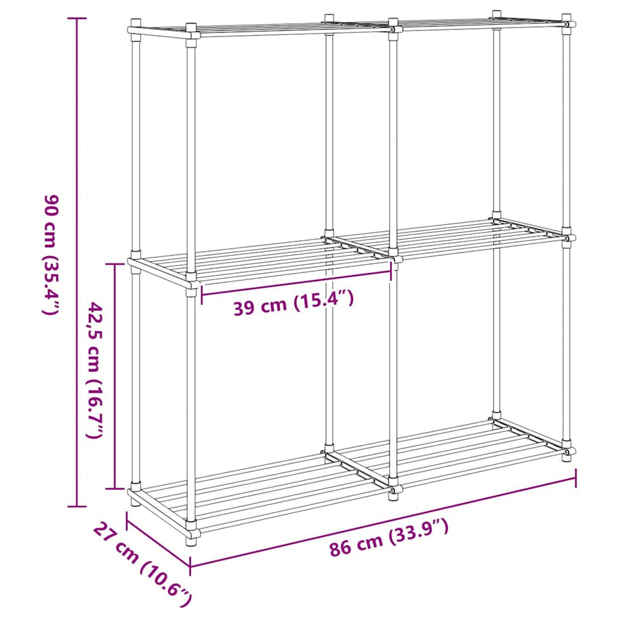 Buisvormige plank met opslag Wit 86 x 27 x 90 cm Aluminium