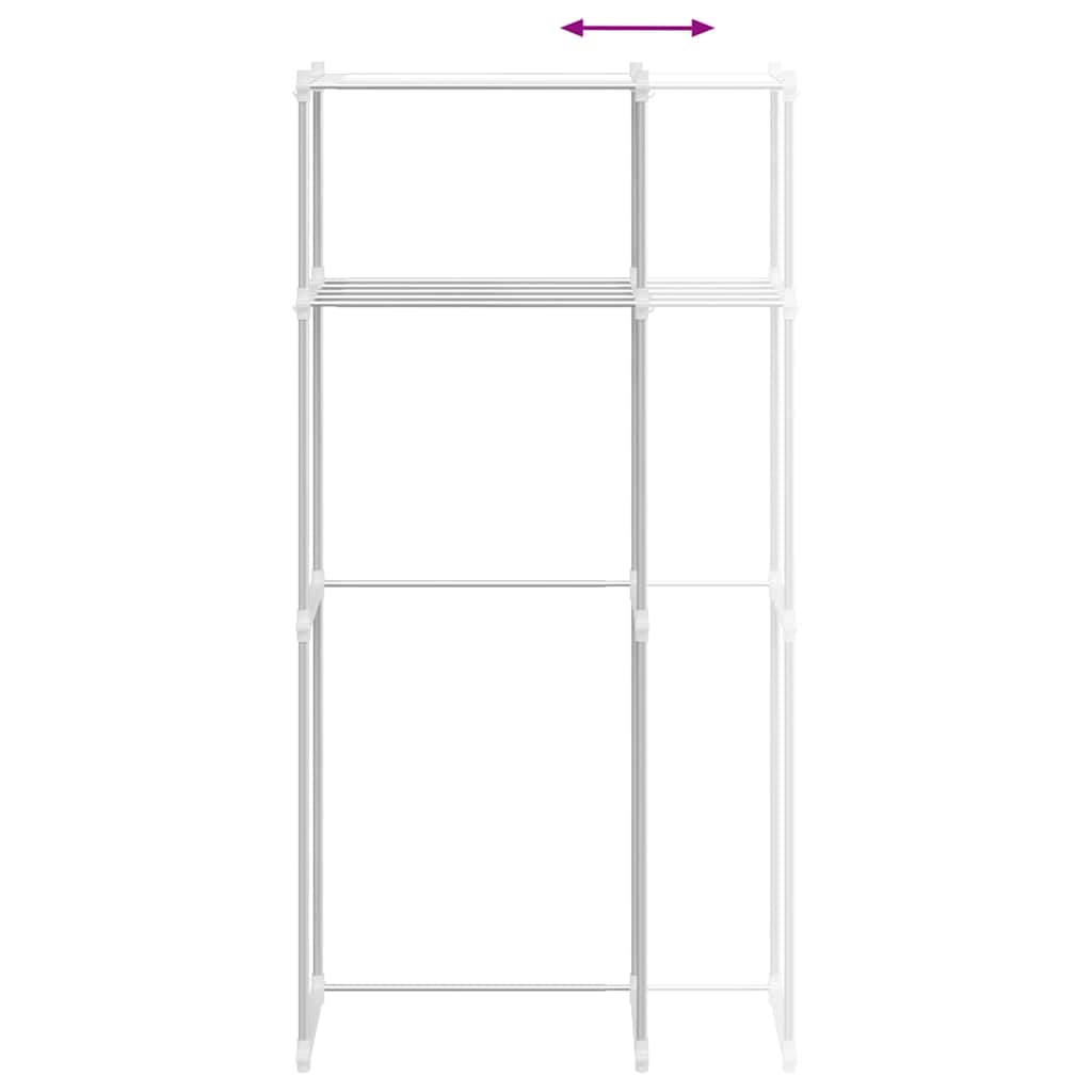 Wasmachineplank met opslag Wit 70 x 27 x 136 cm Aluminium