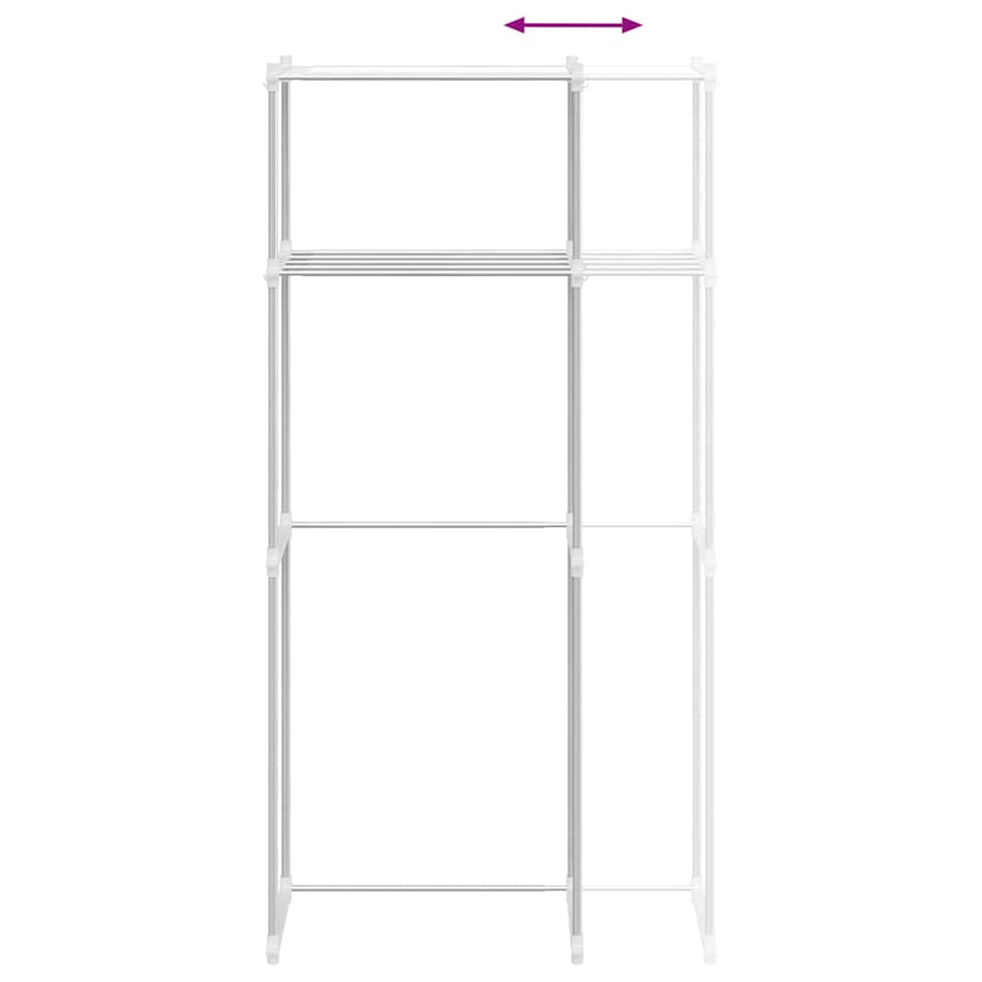 Wasmachineplank met opslag Wit 70 x 27 x 136 cm Aluminium