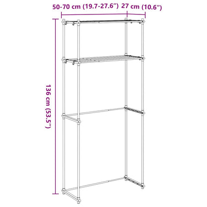 Wasmachineplank met opslag Wit 70 x 27 x 136 cm Aluminium