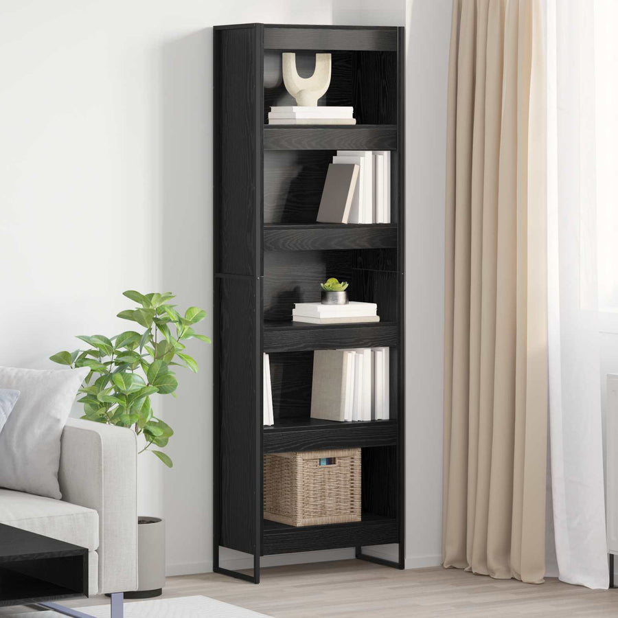 Boekenkast 2 pcs Zwart Eiken 80 x 30 x 155 cm Bewerkt hout