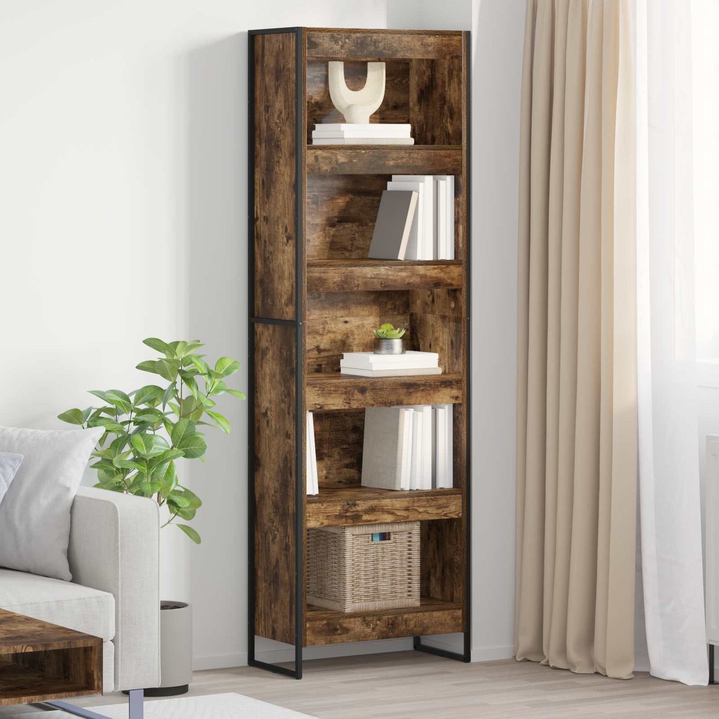 Boekenkast 2 pcs Rook Eik 80 x 30 x 155 cm Bewerkt hout