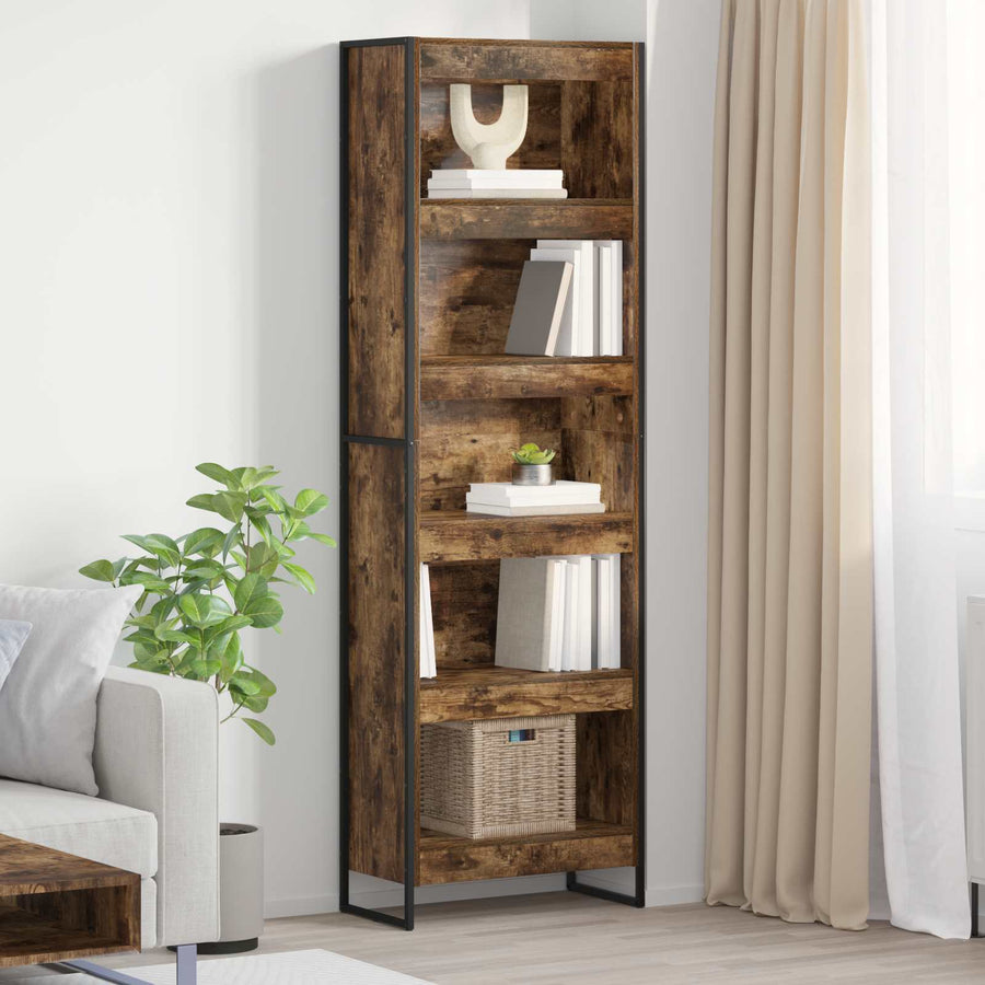 Boekenkast 2 pcs Rook Eik 80 x 30 x 155 cm Bewerkt hout