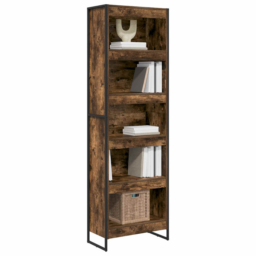 Boekenkast 2 pcs Rook Eik 80 x 30 x 155 cm Bewerkt hout