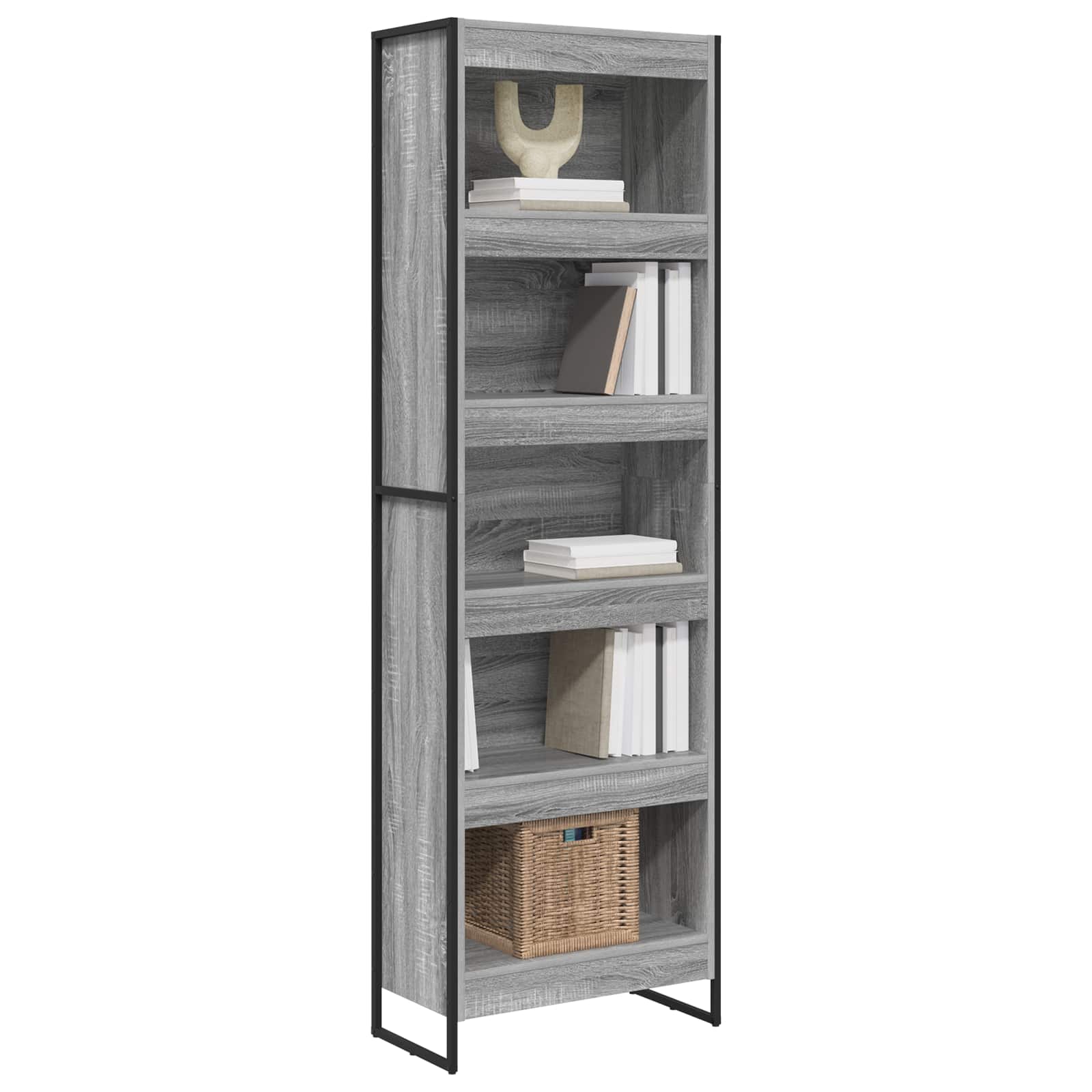 Boekenkast 2 pcs Grijs Sonoma 80 x 30 x 155 cm Bewerkt hout