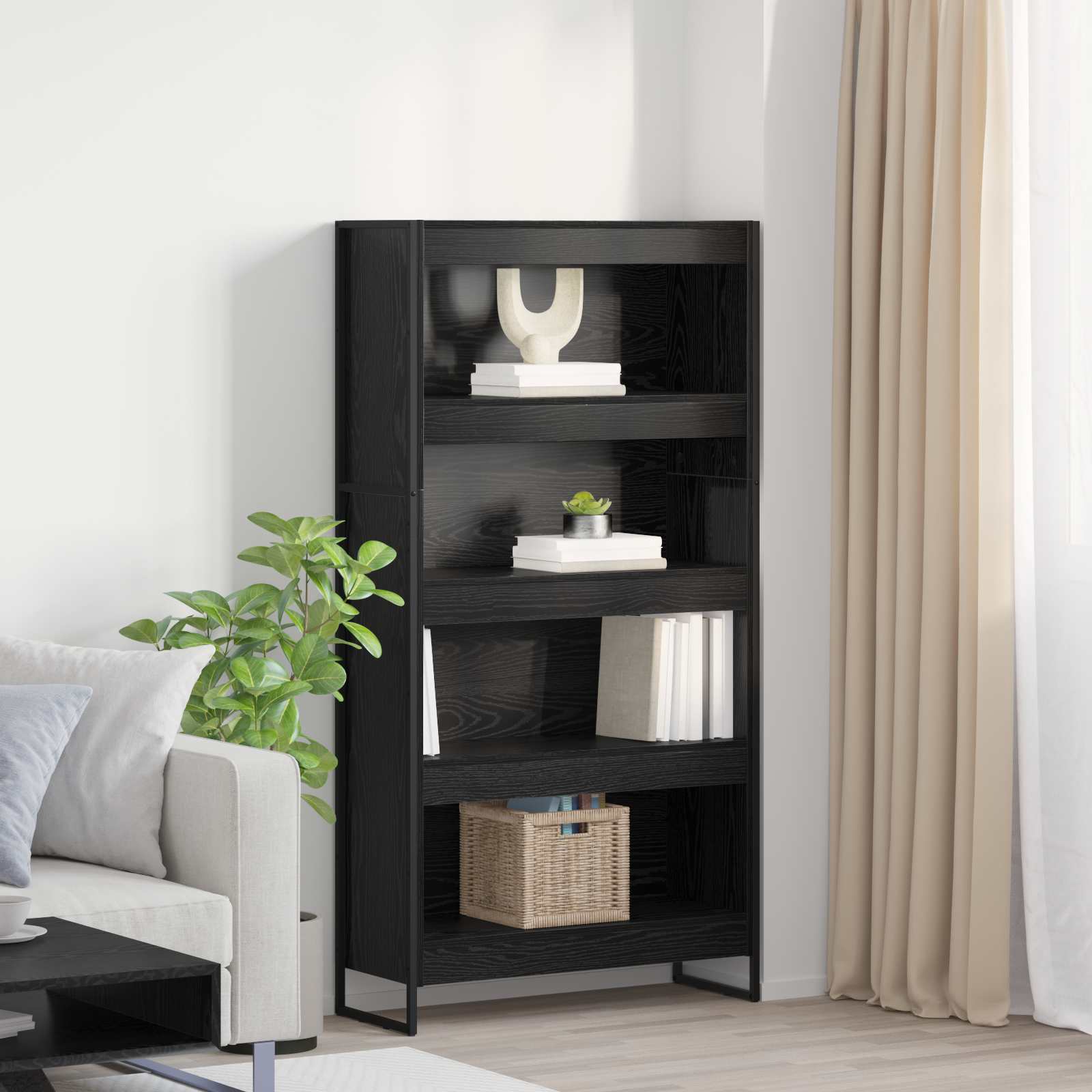 Boekenkast 2 pcs Zwart Eiken 80 x 30 x 155 cm Bewerkt hout