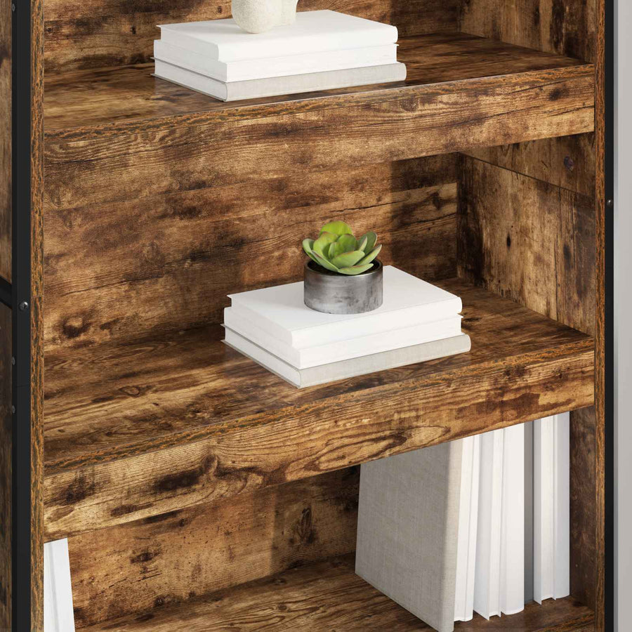 Boekenkast 2 pcs Rook Eik 80 x 30 x 155 cm Bewerkt hout
