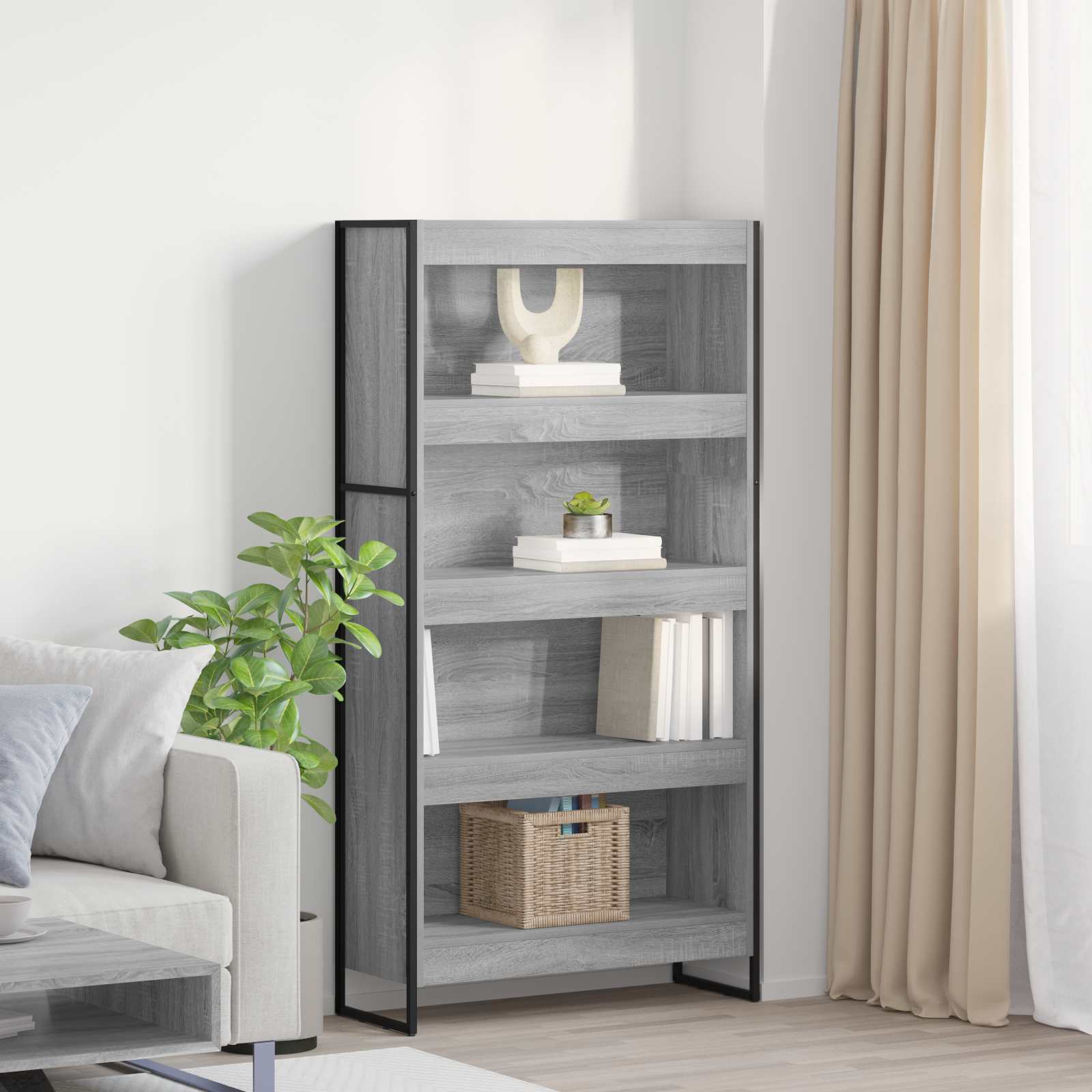 Boekenkast 2 pcs Grijs Sonoma 80 x 30 x 155 cm Bewerkt hout