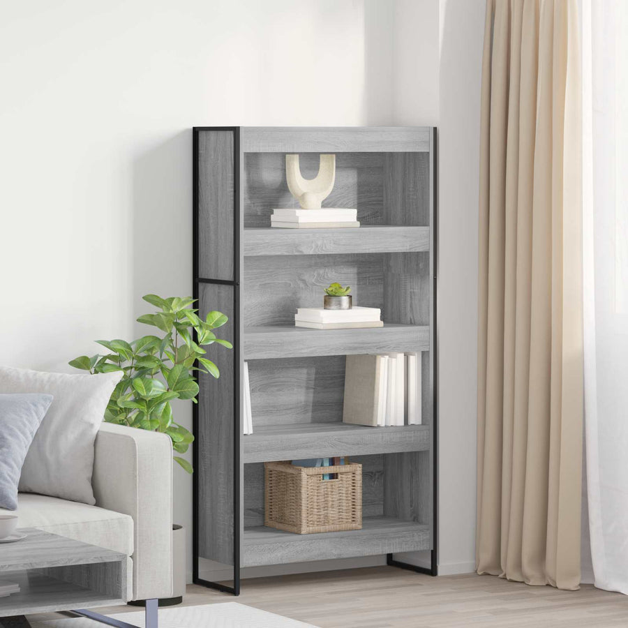 Boekenkast 2 pcs Grijs Sonoma 80 x 30 x 155 cm Bewerkt hout