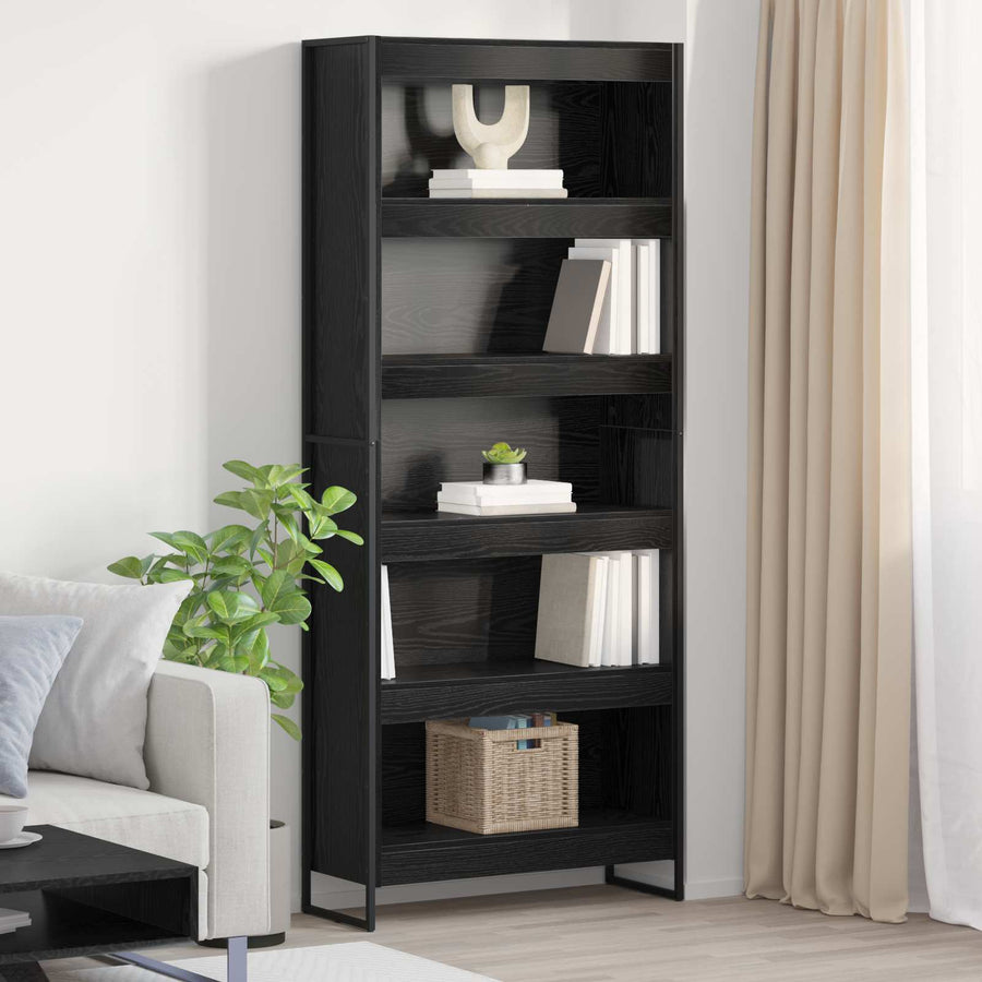 Boekenkast 2 pcs Zwart Eiken 80 x 30 x 155 cm Bewerkt hout