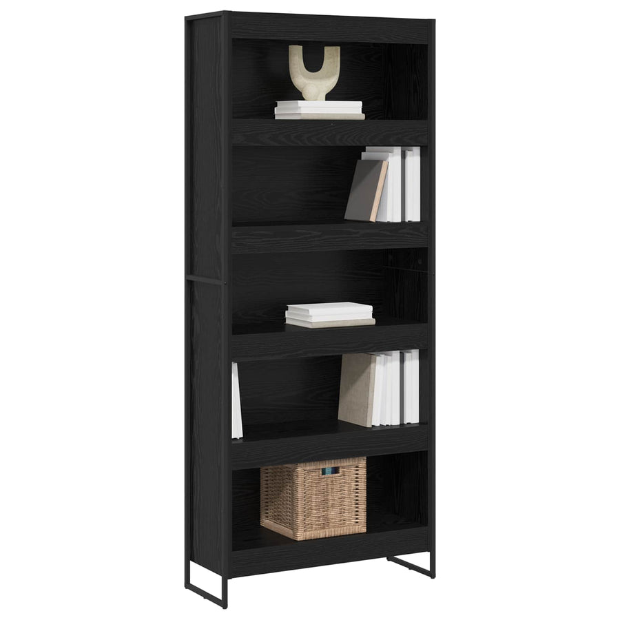Boekenkast 2 pcs Zwart Eiken 80 x 30 x 155 cm Bewerkt hout
