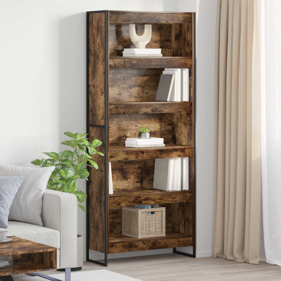 Boekenkast 2 pcs Rook Eik 80 x 30 x 155 cm Bewerkt hout