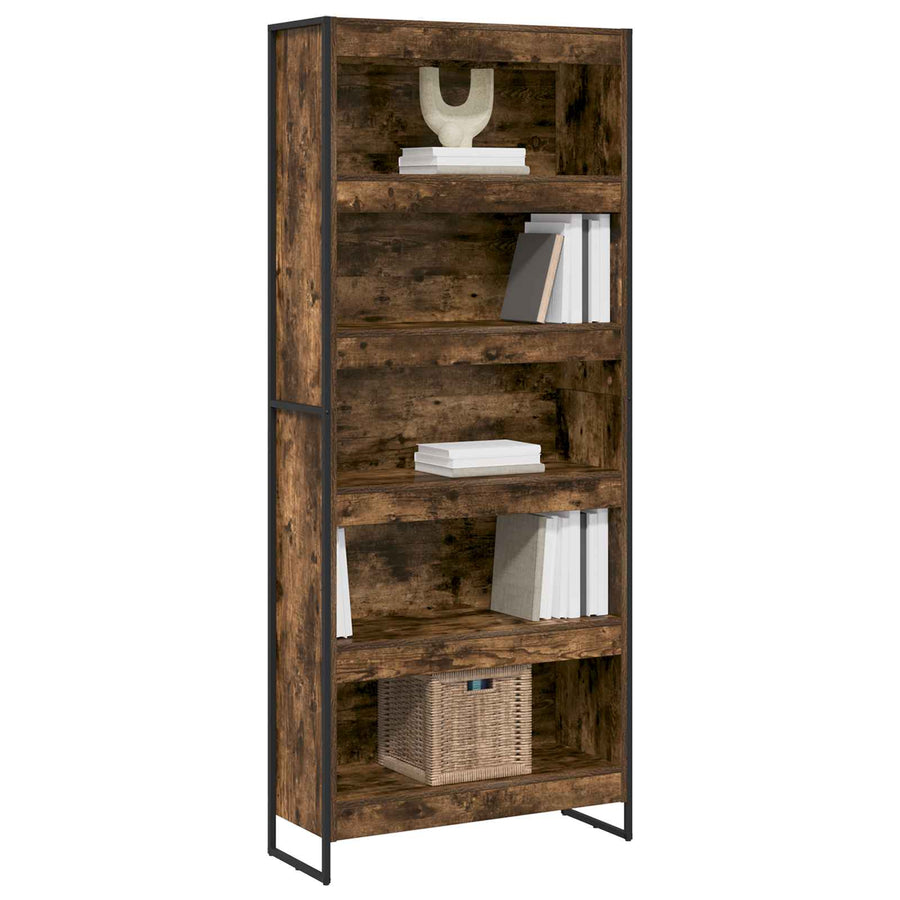 Boekenkast 2 pcs Rook Eik 80 x 30 x 155 cm Bewerkt hout