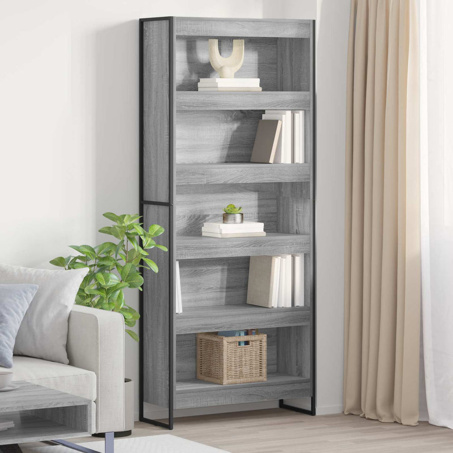 Boekenkast 2 pcs Grijs Sonoma 80 x 30 x 155 cm Bewerkt hout