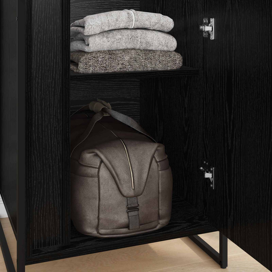 Warderobe 2 pcs Zwart Eiken 50 x 50 x 200 cm Bewerkt hout