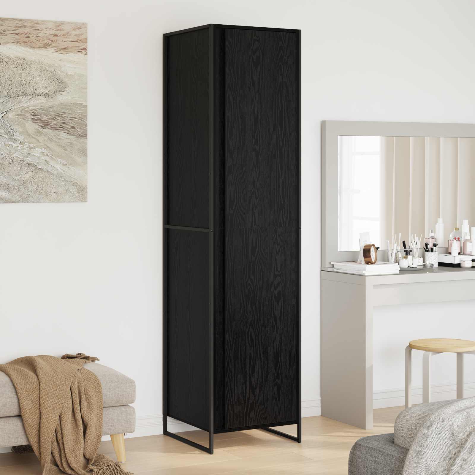 Warderobe 2 pcs Zwart Eiken 50 x 50 x 200 cm Bewerkt hout
