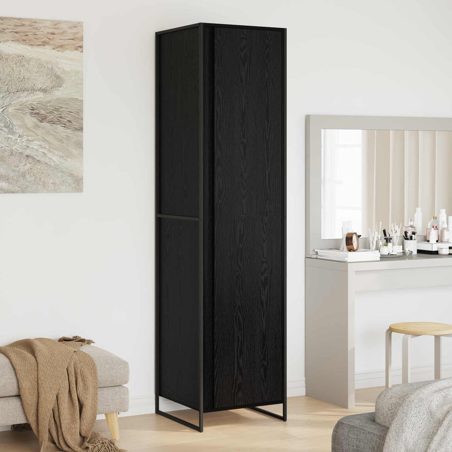 Warderobe 2 pcs Zwart Eiken 50 x 50 x 200 cm Bewerkt hout