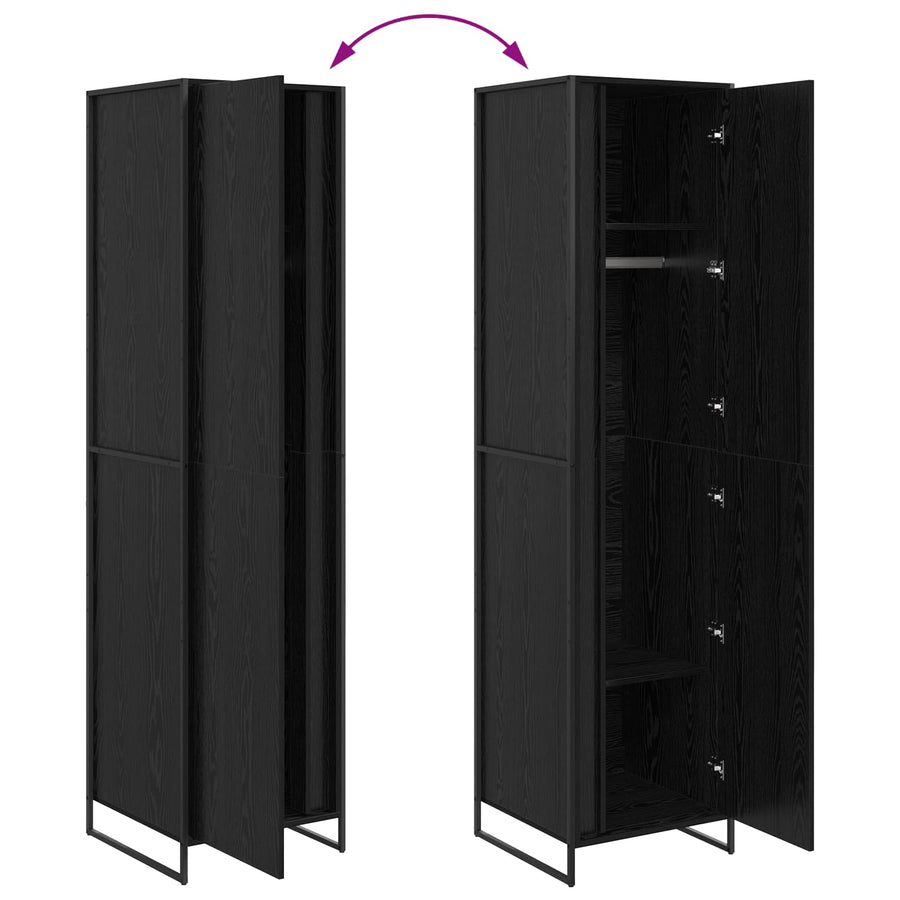 Warderobe 2 pcs Zwart Eiken 50 x 50 x 200 cm Bewerkt hout