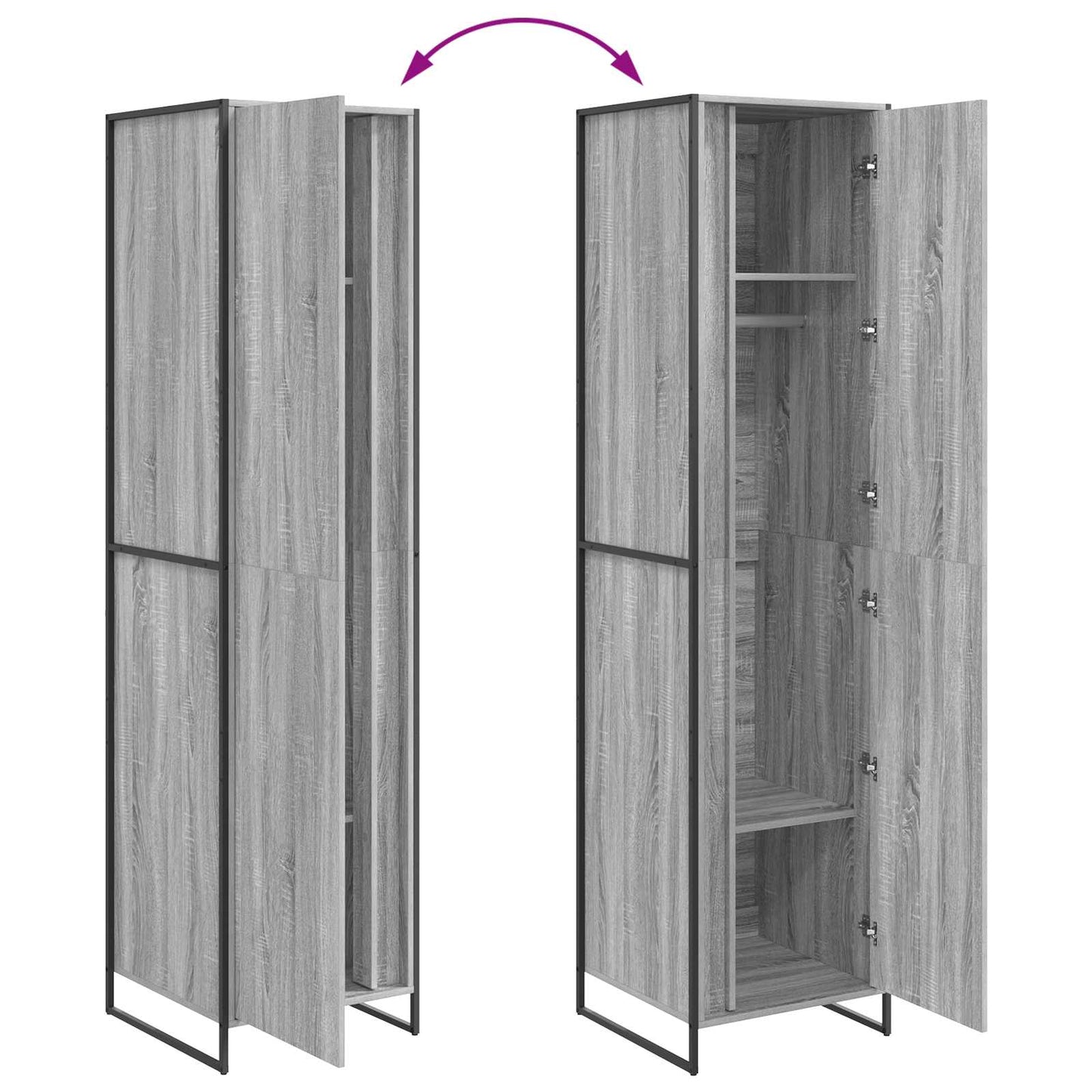 Warderobe 2 pcs Grijs Sonoma 50 x 50 x 200 cm Bewerkt hout