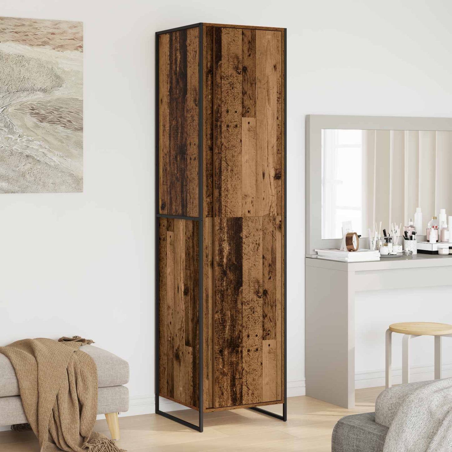 Warderobe 2 pcs Oud Hout 50 x 50 x 200 cm Bewerkt hout