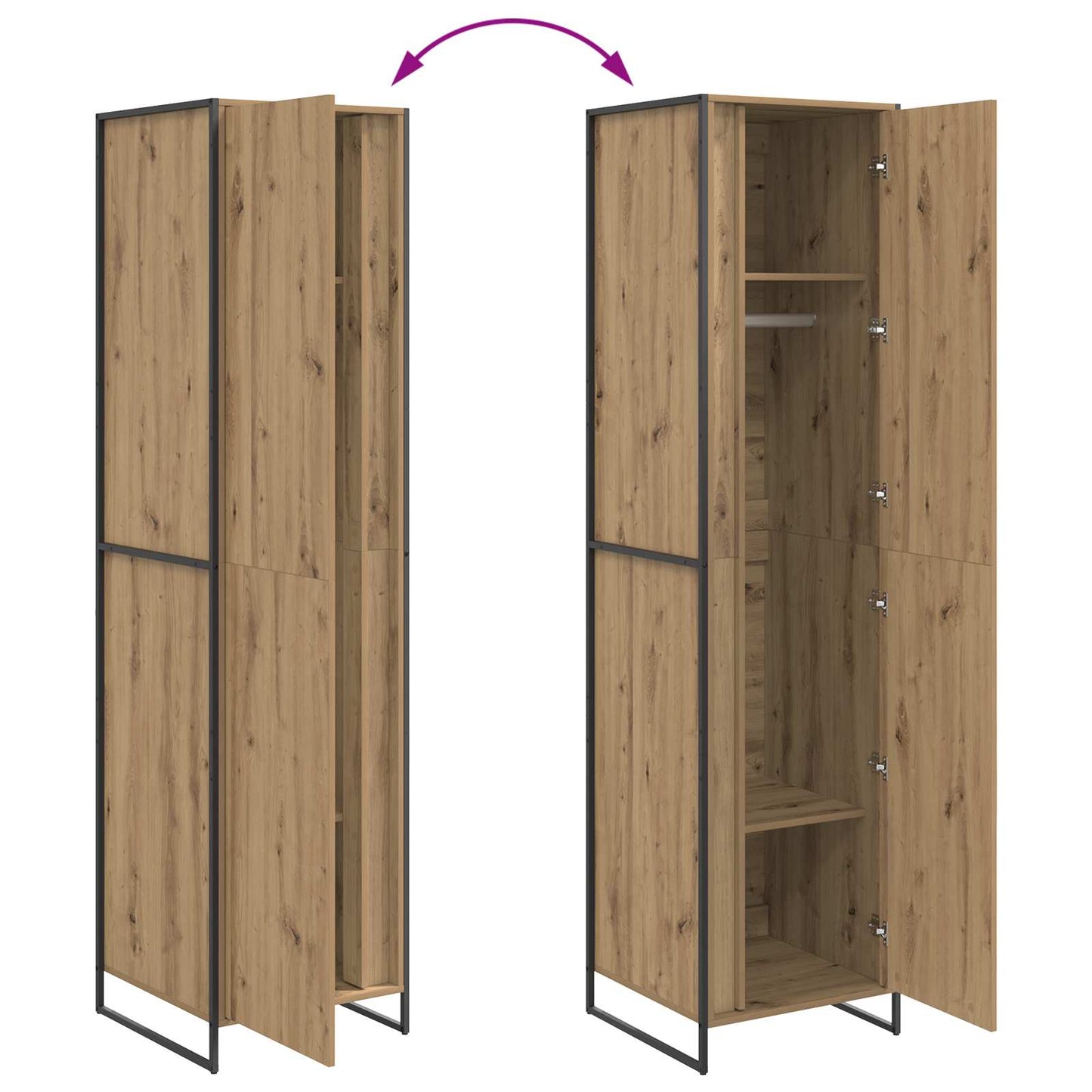 Warderobe met opslag 2 pcs Ambachtelijk eiken 50 x 50 x 200 cm